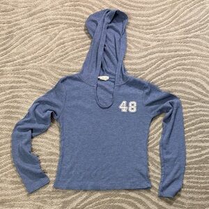 Pink Republic Textured Blue Knit Top with hood
